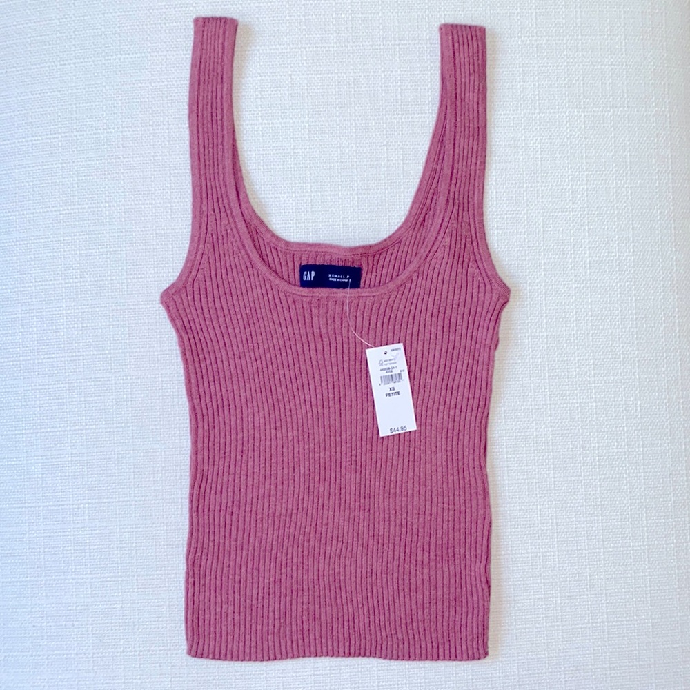 NWT GAP Skinny Rib Sweater Tank Top in Deco Rose Pink XSP XS Petite
